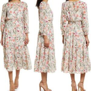 NWT Eliza J Floral Long Sleeve Midi Dress Women's 16